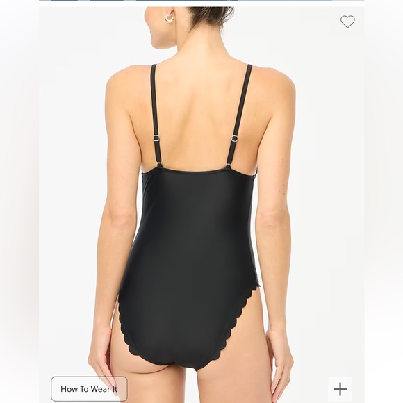 NWT J Crew Factory Scalloped One Piece Swimsuit in Black Size Medium - Picture 4 of 6